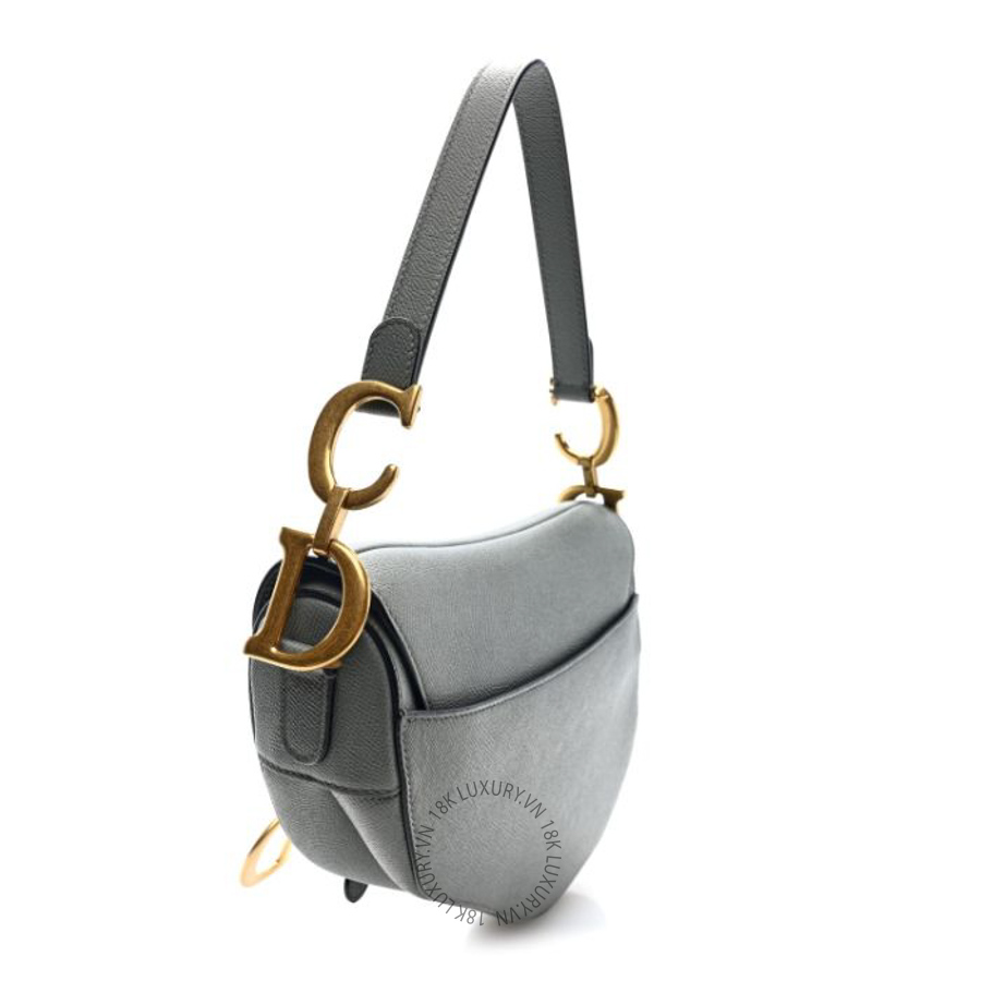Túi xách Christian Dior Grained Calfskin Saddle Bag Grey FPTD104