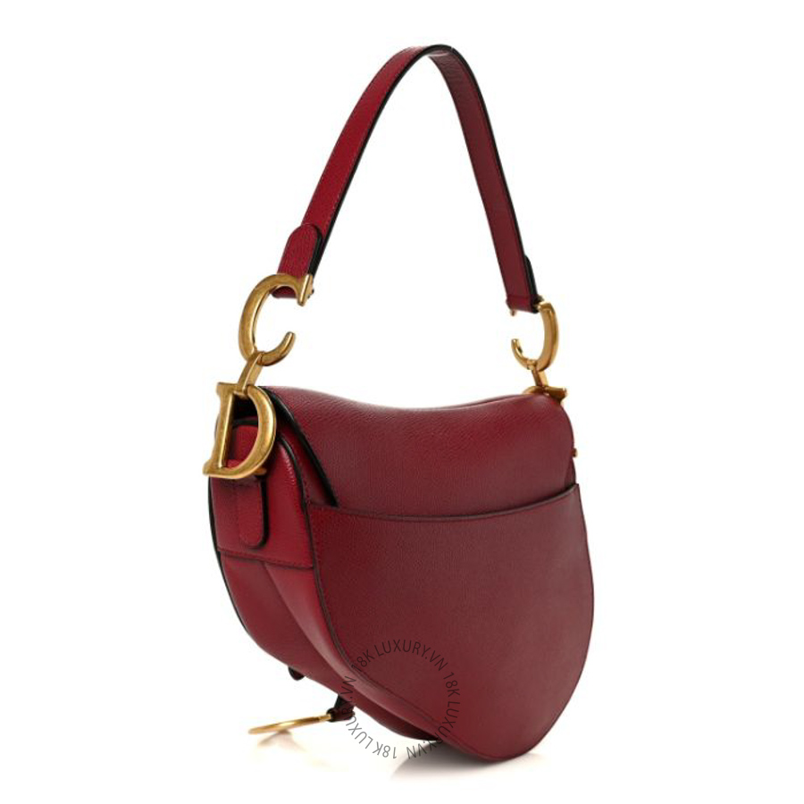 Túi xách Christian Dior Grained Calfskin Saddle Bag Red DIO093