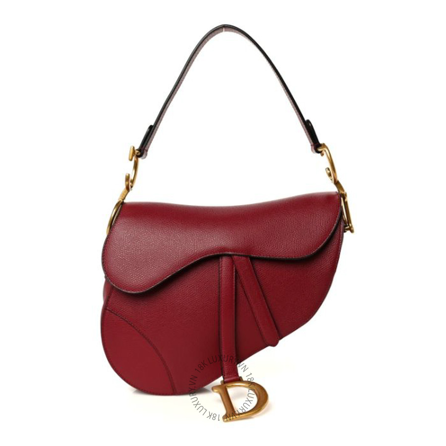 Túi xách Christian Dior Grained Calfskin Saddle Bag Red DIO093