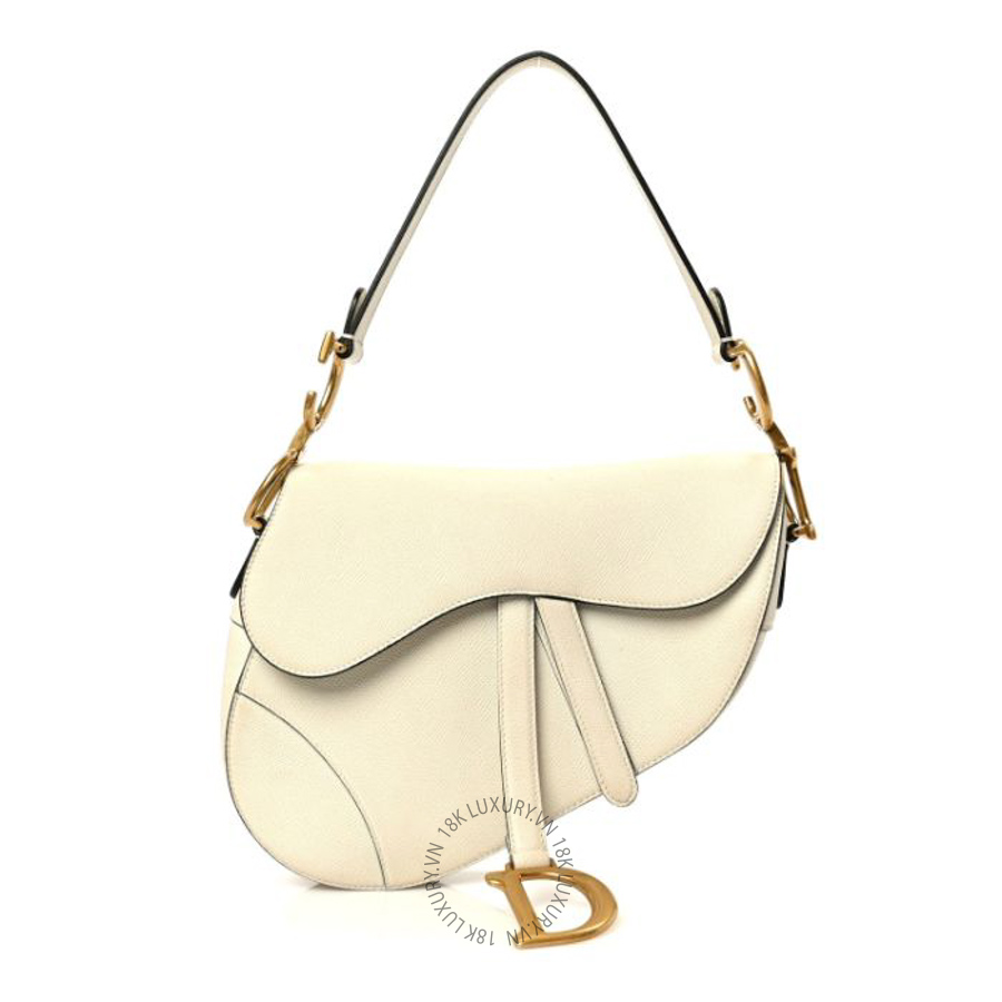 Túi xách Christian Dior Grained Calfskin Saddle Bag White DIO249