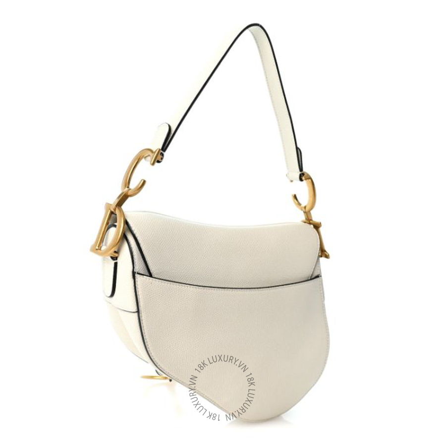 Túi xách Christian Dior Grained Calfskin Saddle Bag White FPTD039