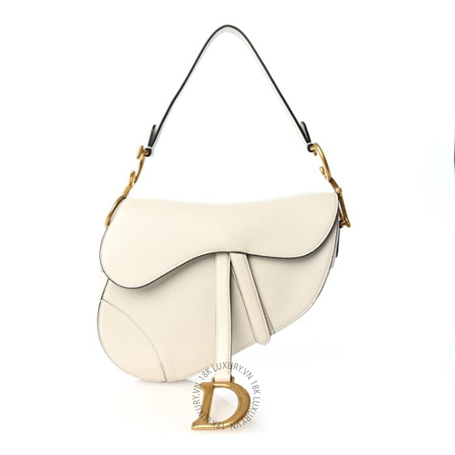 Túi xách Christian Dior Grained Calfskin Saddle Bag White FPTD039