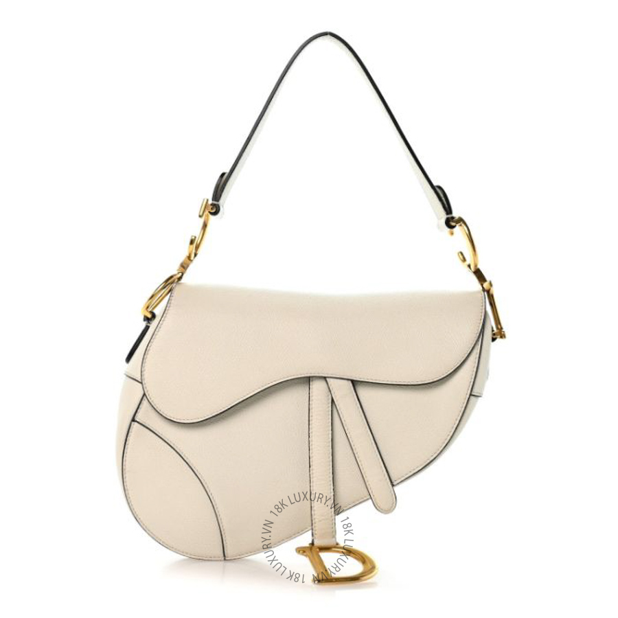 Túi xách Christian Dior Grained Calfskin Saddle Bag White FPTD193