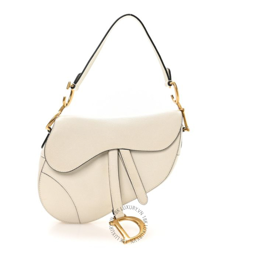 Túi xách Christian Dior Grained Calfskin Saddle Bag White FPTD228