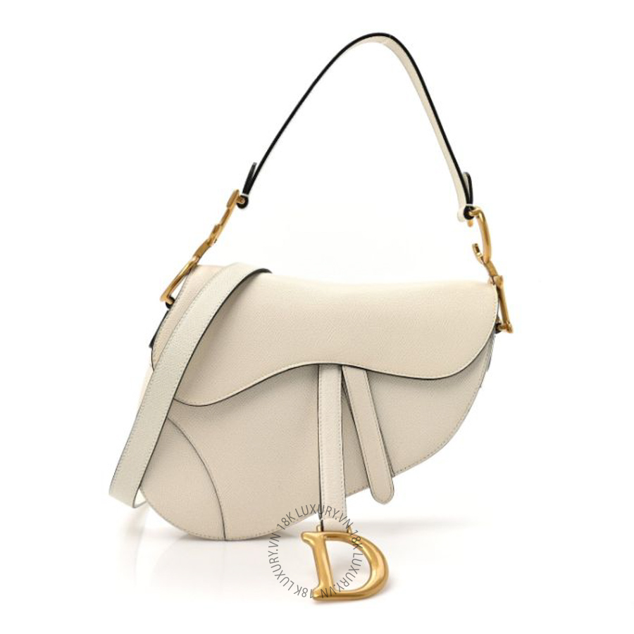 Túi xách Christian Dior Grained Calfskin Saddle Bag With Strap Latte DIO070
