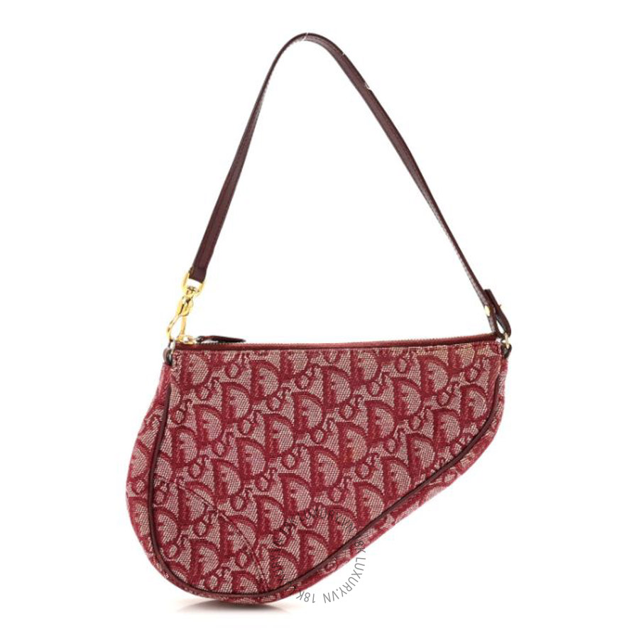 Túi xách Christian Dior Monogram Mini Saddle Pochette Burgundy DIO039