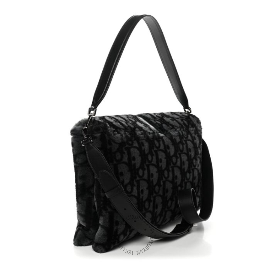 Túi xách Christian Dior Oblique Mink Fur Saddle Soft Bag Dark Grey DIO225
