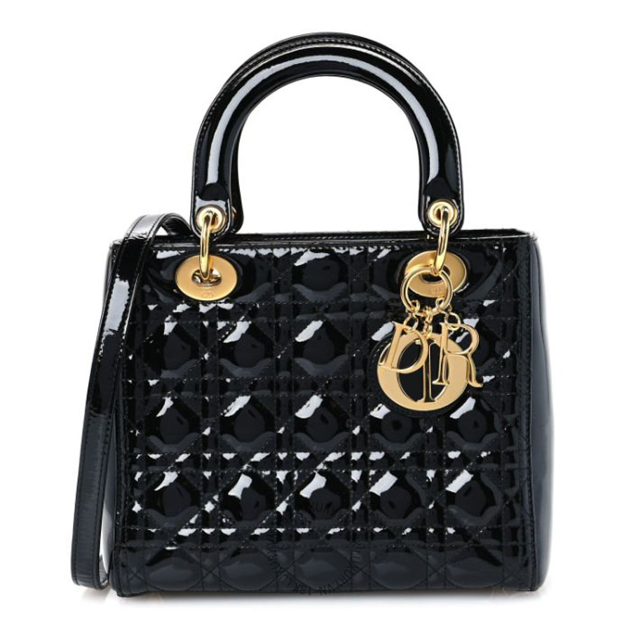Túi xách Christian Dior Patent Cannage Medium Lady Dior Black FPTD026