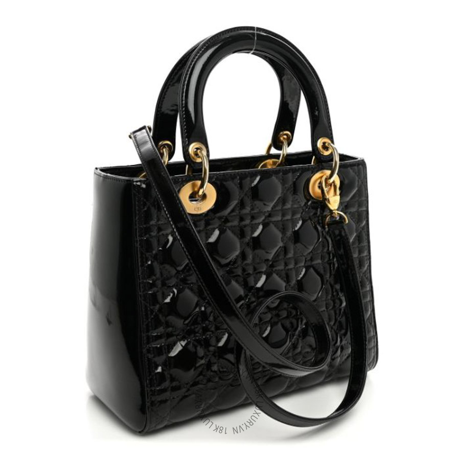 Túi xách Christian Dior Patent Cannage Medium Lady Dior Black FPTD150