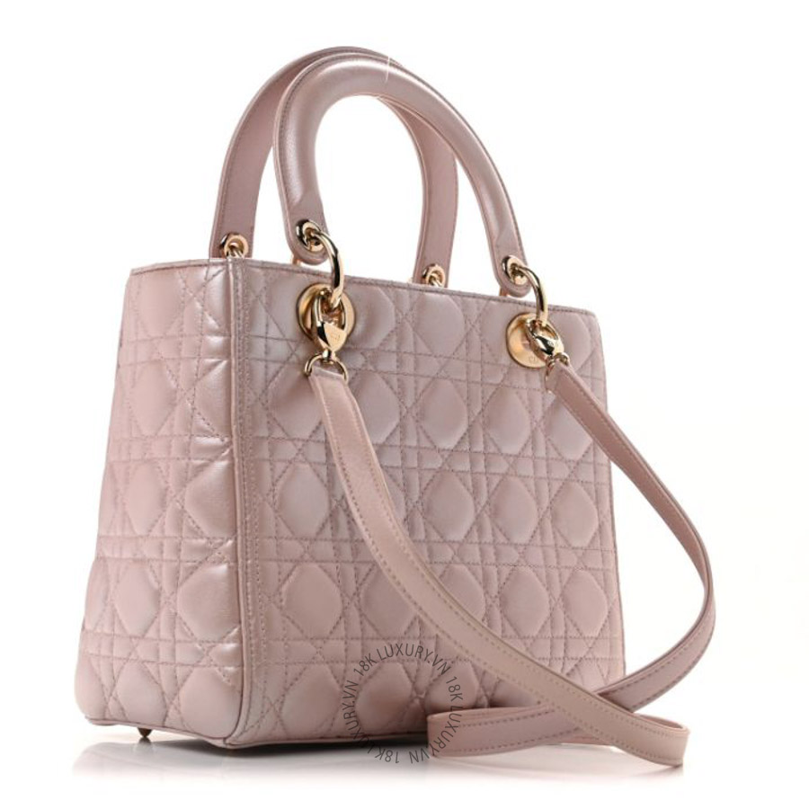 Túi xách Christian Dior Pearly Lambskin Cannage Medium Lady Dior Lotus FPTD195