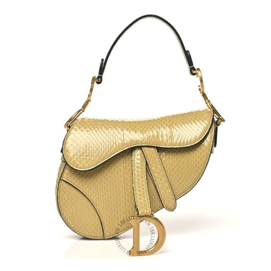Túi xách Christian Dior Snakeskin Mini Saddle Bag Green Yellow DIO161