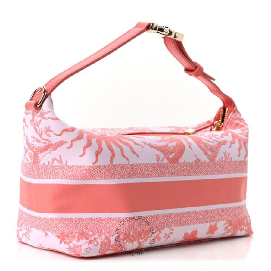 Túi xách Christian Dior Technical Fabric Toile De Jouy Soleil DiorTravel Nomad Pouch Coral DIO187