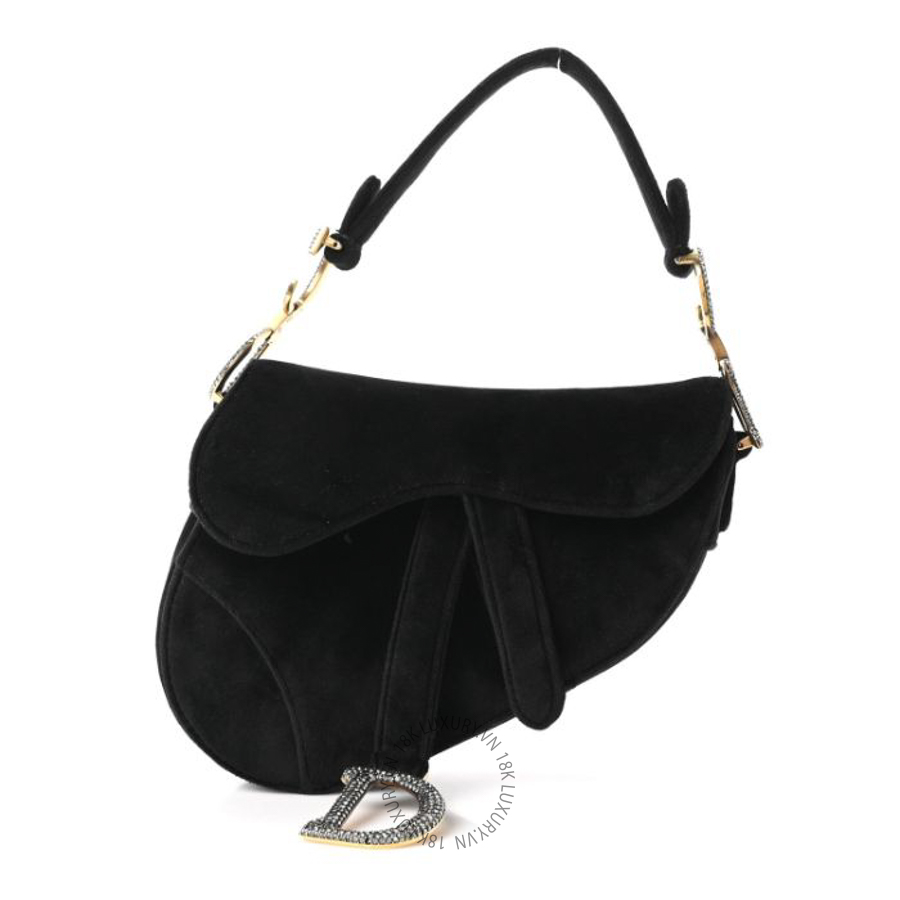 Túi xách Christian Dior Velvet Crystal Mini Saddle Bag Black FPTD200