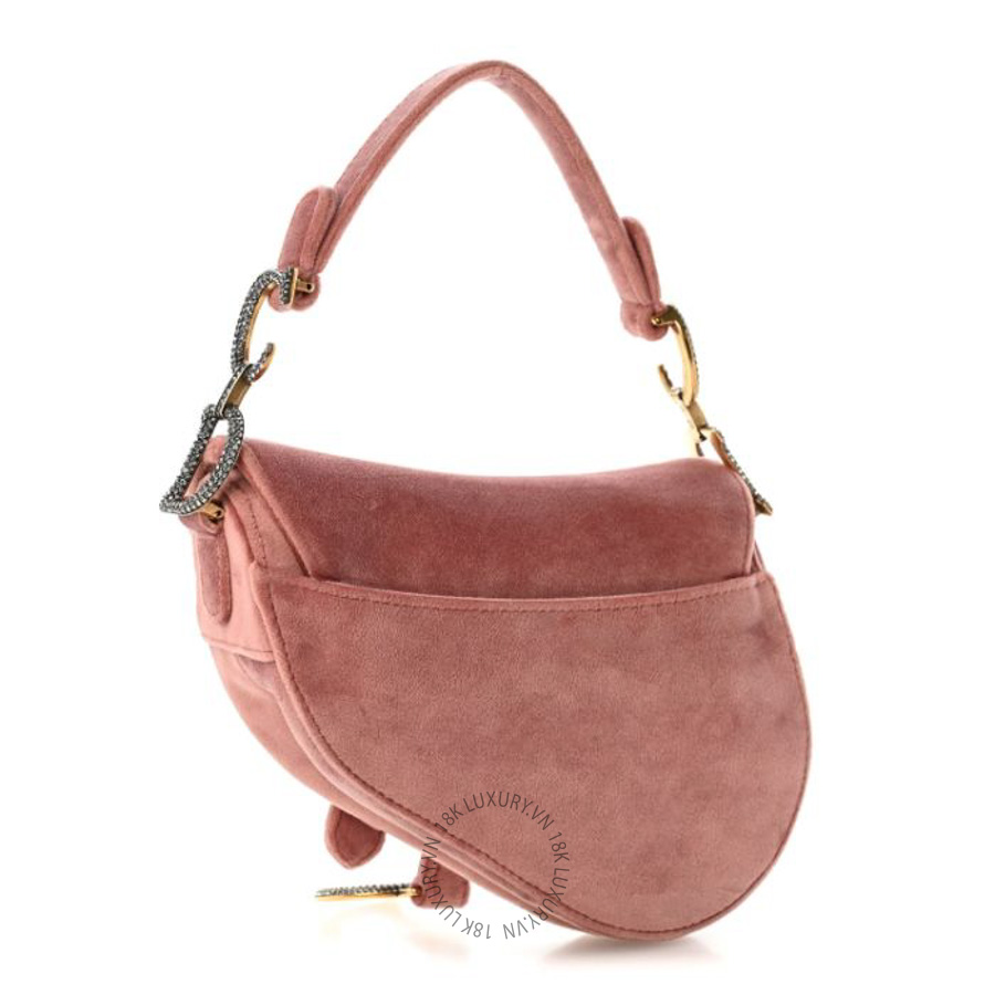 Túi xách Christian Dior Velvet Crystal Mini Saddle Bag Pink FPTD271