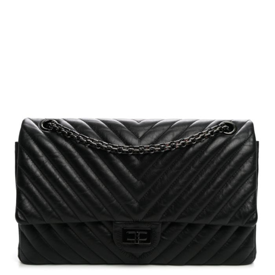 Túi Xách Đeo Chéo Chanel Aged Calfskin Chevron Quilted 2.55 Reissue 226 So Black CVB012