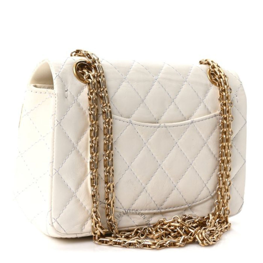 Túi xách đeo chéo Chanel Aged Calfskin Quilted 2.55 Reissue Mini Flap White FPTC968