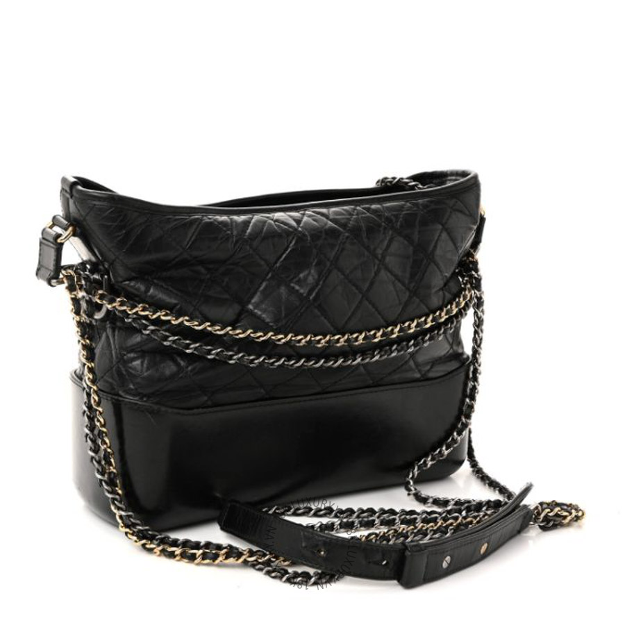 Túi Xách Đeo Chéo Chanel Aged Calfskin Quilted Medium Gabrielle Hobo Black CVB203