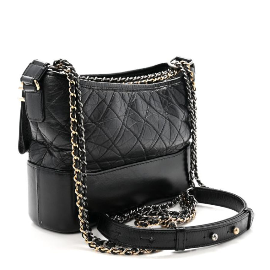 Túi Xách Đeo Chéo Chanel Aged Calfskin Quilted New Medium Gabrielle Hobo Black CVB265