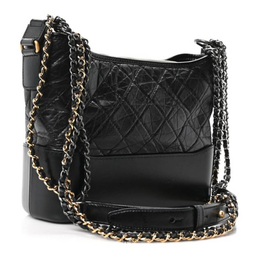 Túi Xách Đeo Chéo Chanel Aged Calfskin Quilted New Medium Gabrielle Hobo Black CVB266
