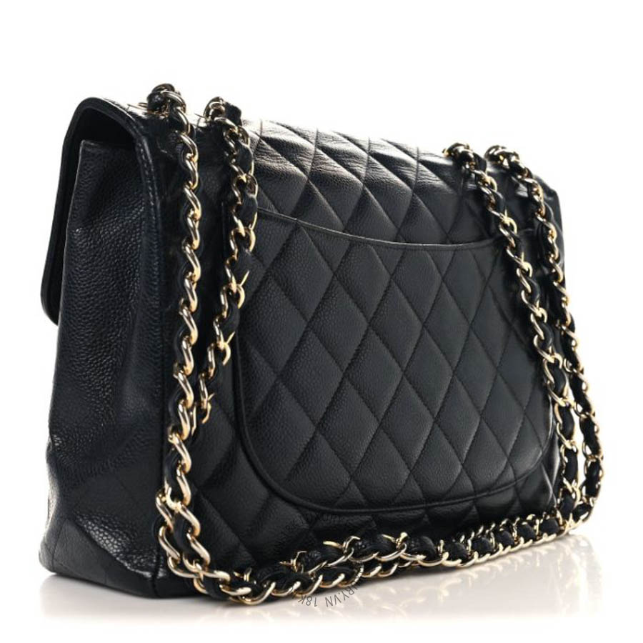 Túi Xách Đeo Chéo Chanel Caviar Jumbo Single Flap Black CVB918