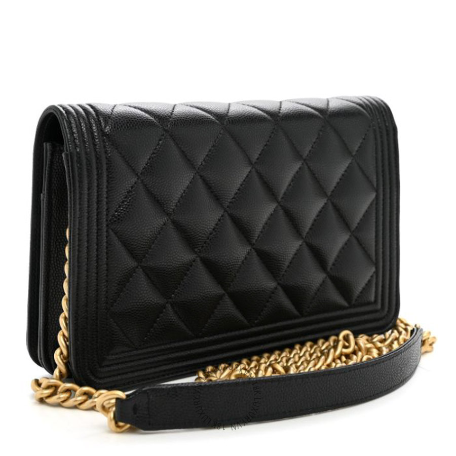 Túi xách đeo chéo Chanel Caviar Quilted Boy Wallet On Chain WOC Black FPTC080
