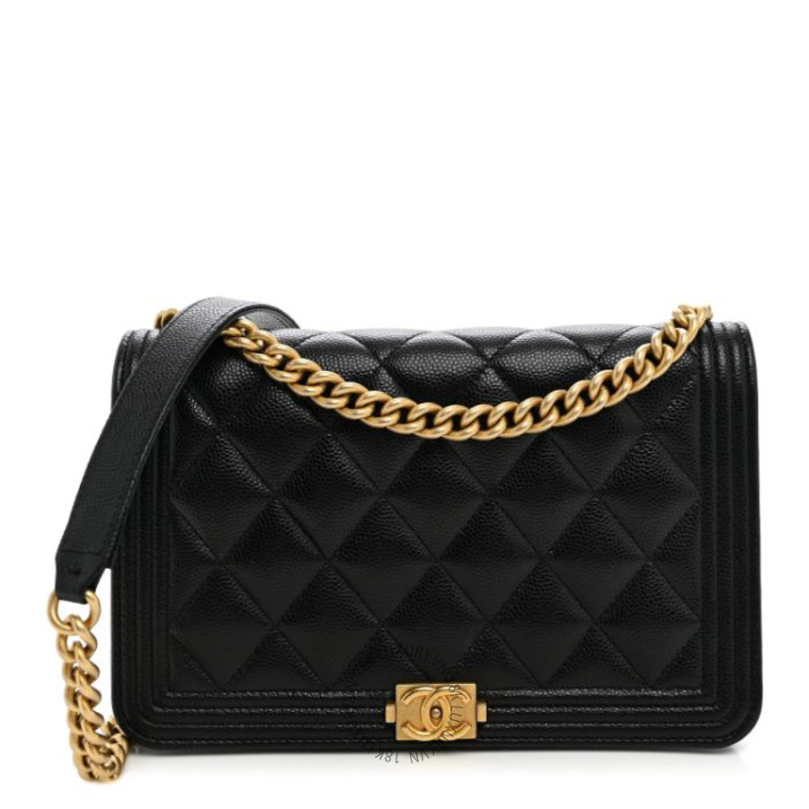 Túi xách đeo chéo Chanel Caviar Quilted Boy Wallet On Chain WOC Black FPTC080