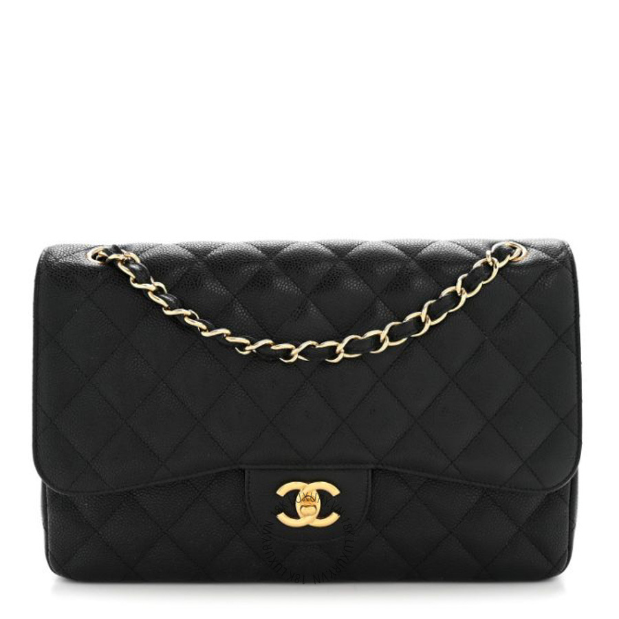Túi xách đeo chéo Chanel Caviar Quilted Jumbo Double Flap Black FPTC1027