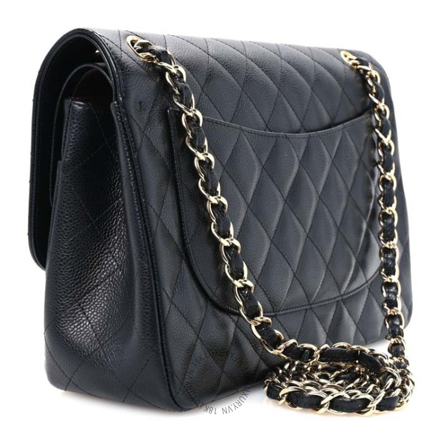 Túi xách đeo chéo Chanel Caviar Quilted Jumbo Double Flap Black FPTC254