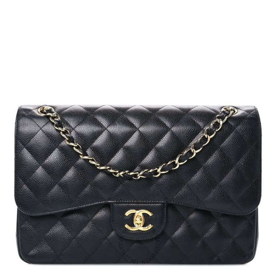 Túi xách đeo chéo Chanel Caviar Quilted Jumbo Double Flap Black FPTC254
