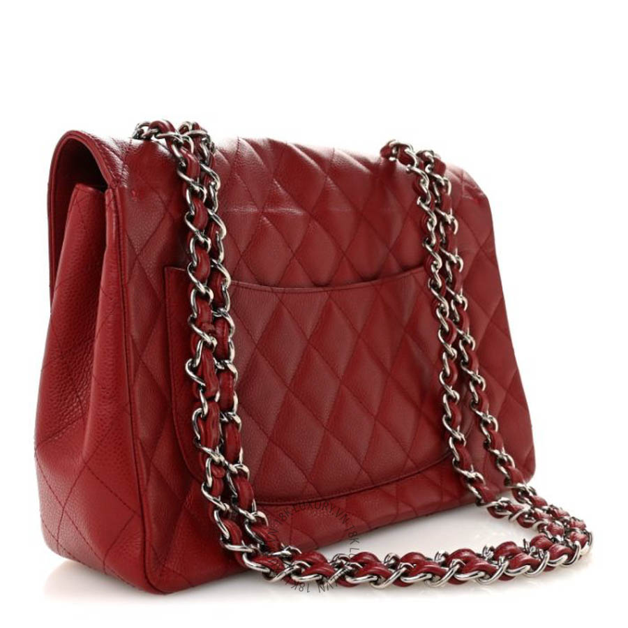 Túi Xách Đeo Chéo Chanel Caviar Quilted Jumbo Single Flap Dark Red CVB861