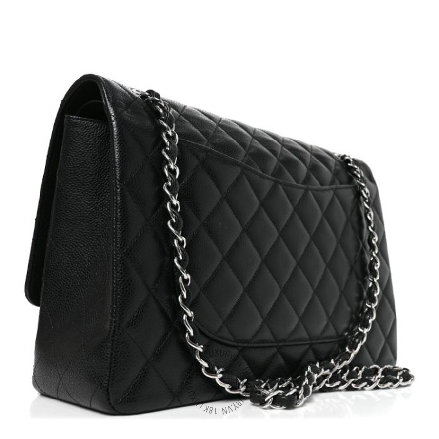 Túi xách đeo chéo Chanel Caviar Quilted Maxi Double Flap Black FPTC138
