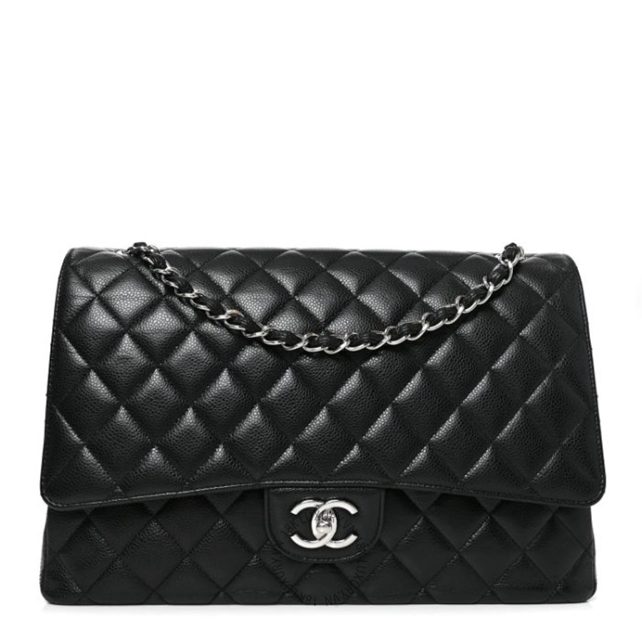 Túi xách đeo chéo Chanel Caviar Quilted Maxi Double Flap Black FPTC138
