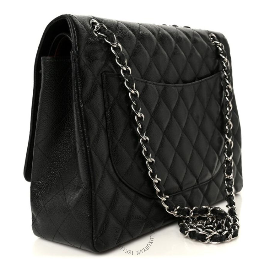 Túi xách đeo chéo Chanel Caviar Quilted Maxi Double Flap Black FPTC391