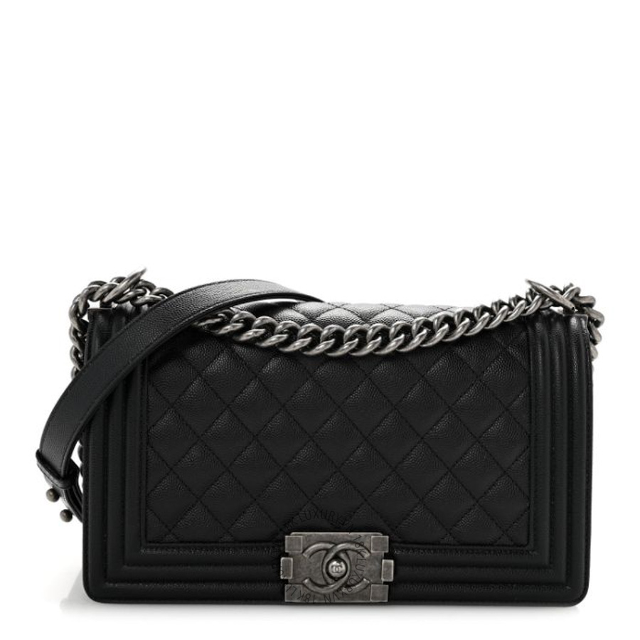 Túi Xách Đeo Chéo Chanel Caviar Quilted Medium Boy Flap Black CVB008
