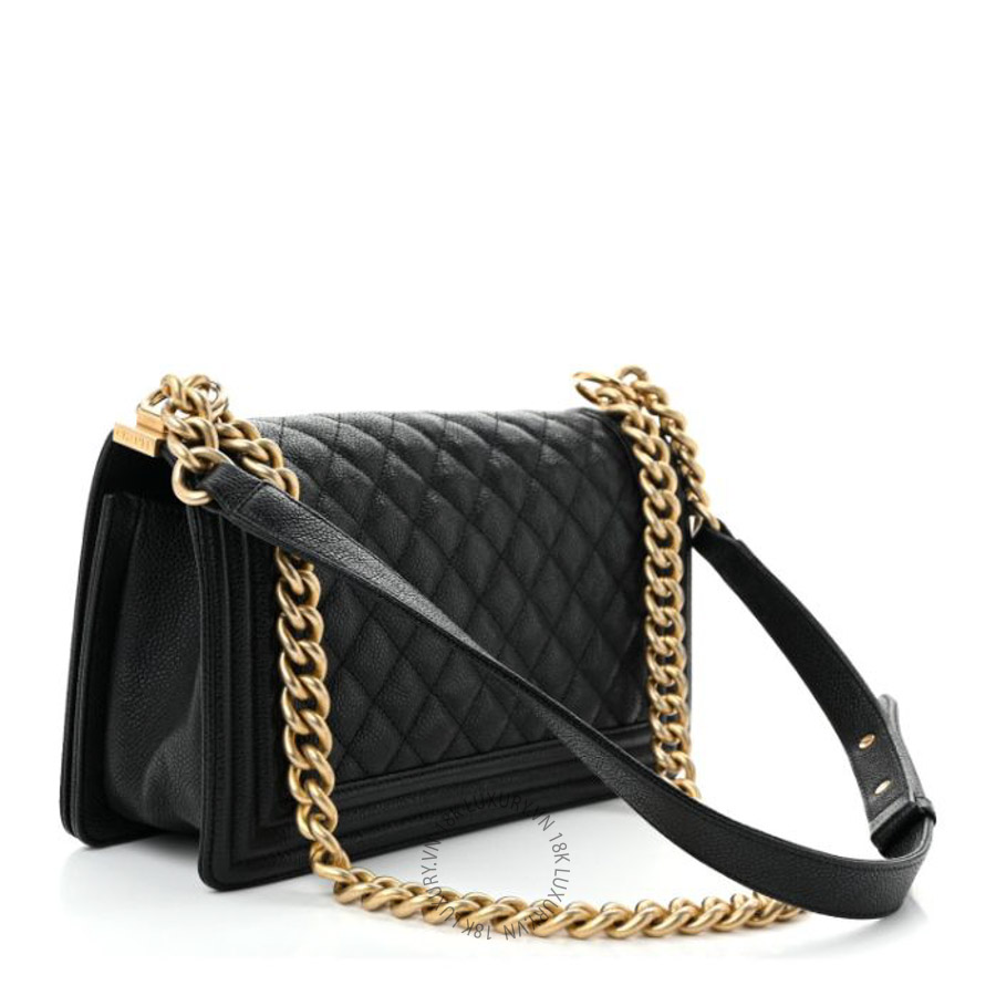 Túi Xách Đeo Chéo Chanel Caviar Quilted Medium Boy Flap Black CVB022