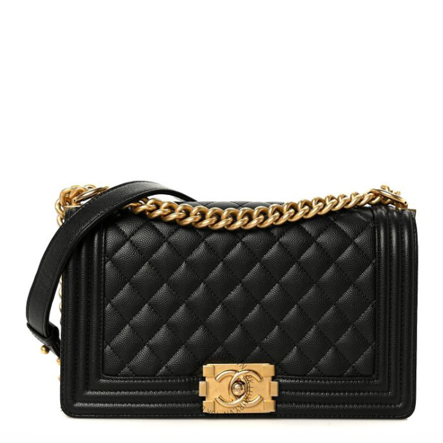 Túi Xách Đeo Chéo Chanel Caviar Quilted Medium Boy Flap Black CVB026