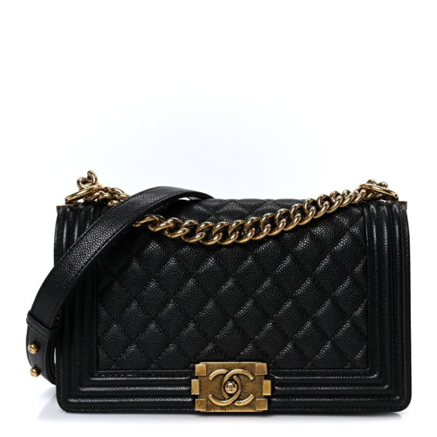 Túi Xách Đeo Chéo Chanel Caviar Quilted Medium Boy Flap Black CVB027