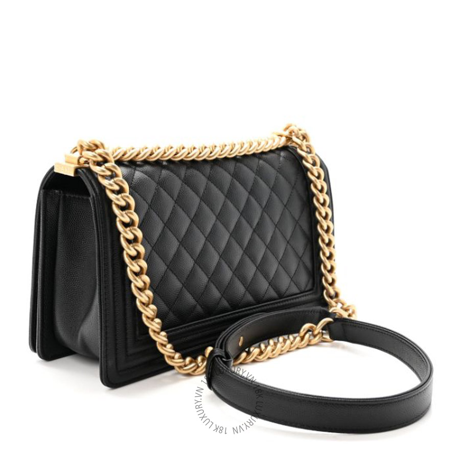 Túi Xách Đeo Chéo Chanel Caviar Quilted Medium Boy Flap Black CVB029