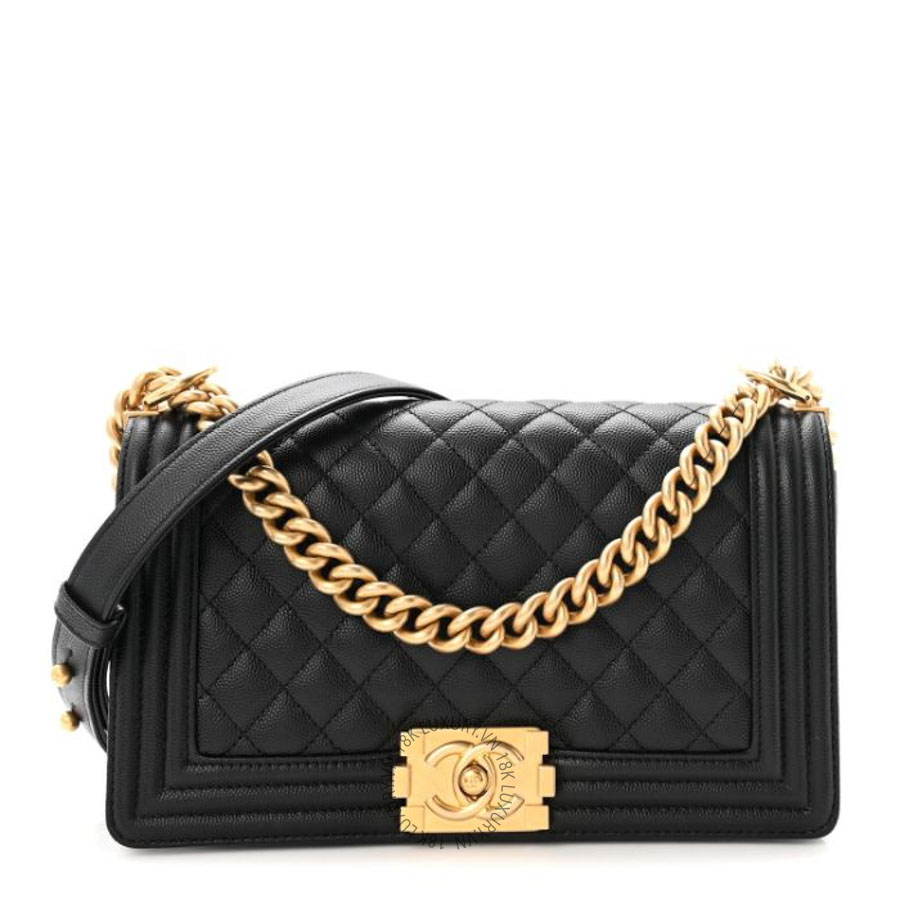 Túi Xách Đeo Chéo Chanel Caviar Quilted Medium Boy Flap Black CVB029