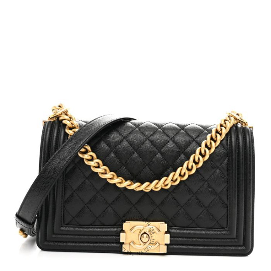 Túi Xách Đeo Chéo Chanel Caviar Quilted Medium Boy Flap Black CVB042