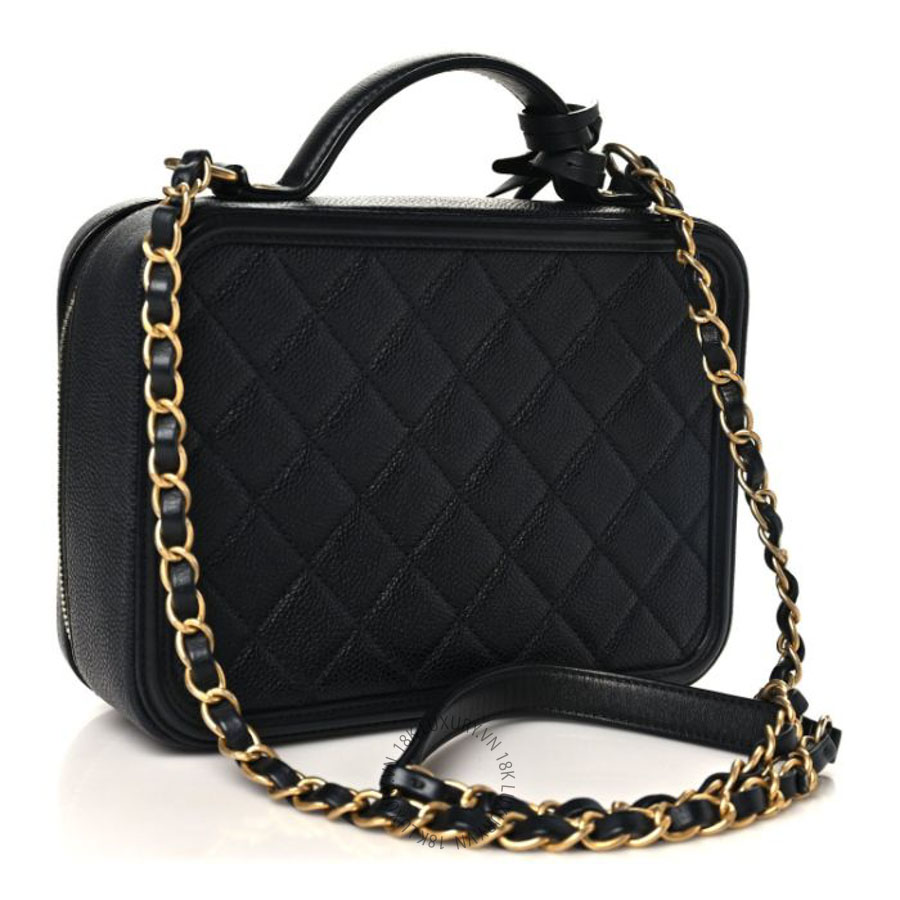 Túi xách đeo chéo Chanel Caviar Quilted Medium CC Filigree Vanity Case Black FPTC758