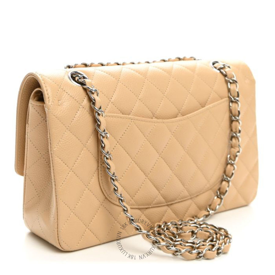 Túi Xách Đeo Chéo Chanel Caviar Quilted Medium Double Flap Beige CVB002