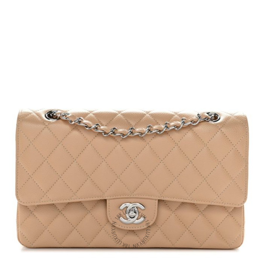 Túi Xách Đeo Chéo Chanel Caviar Quilted Medium Double Flap Beige CVB1035