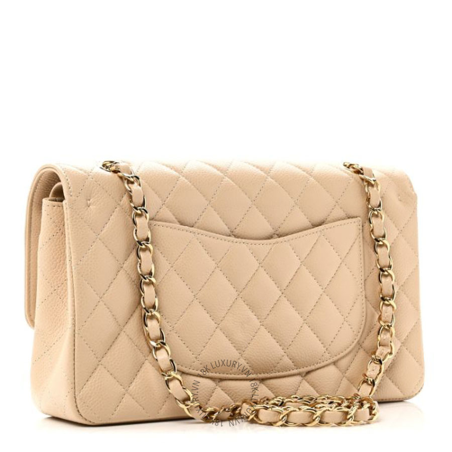 Túi Xách Đeo Chéo Chanel Caviar Quilted Medium Double Flap Beige CVB665
