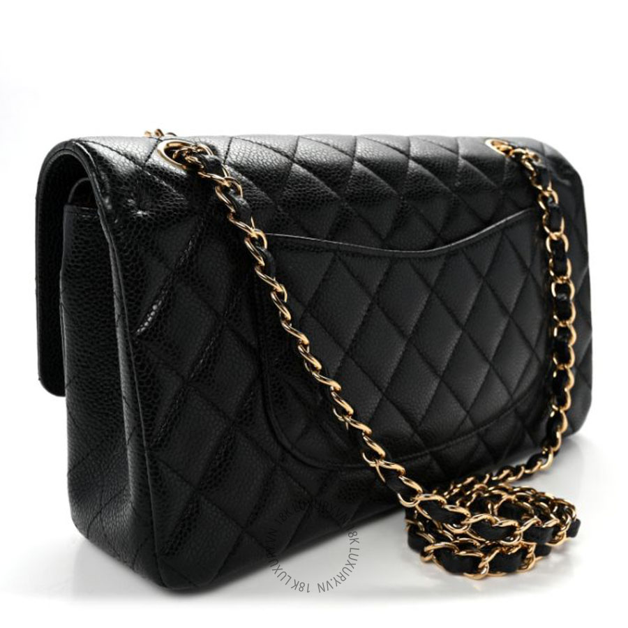Túi Xách Đeo Chéo Chanel Caviar Quilted Medium Double Flap Black CVB060