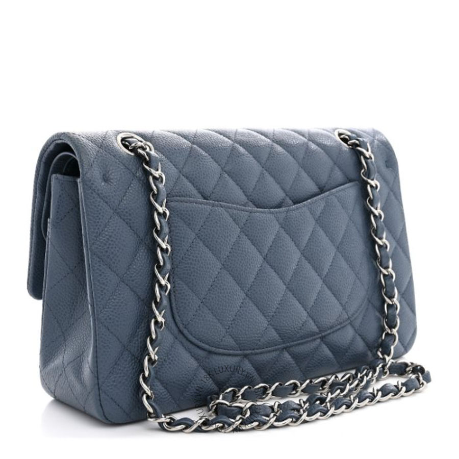 Túi xách đeo chéo Chanel Caviar Quilted Medium Double Flap Blue FPTC1063