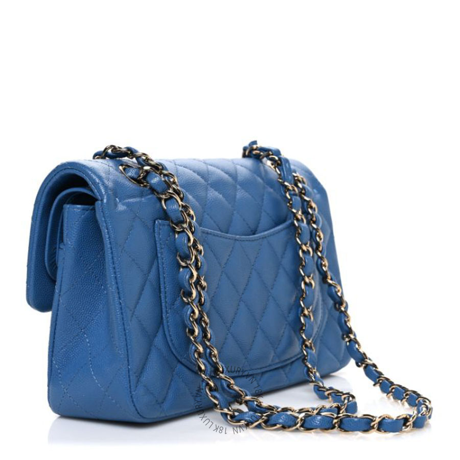 Túi xách đeo chéo Chanel Caviar Quilted Medium Double Flap Blue FPTC782