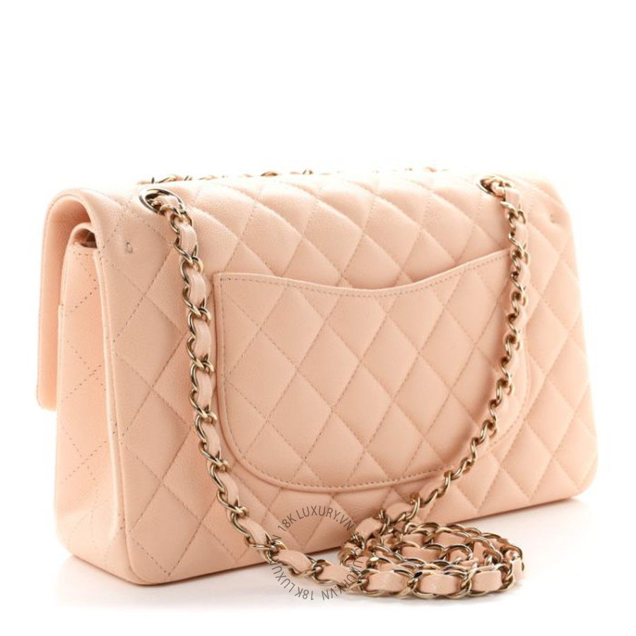 Túi Xách Đeo Chéo Chanel Caviar Quilted Medium Double Flap Light Pink CVB652