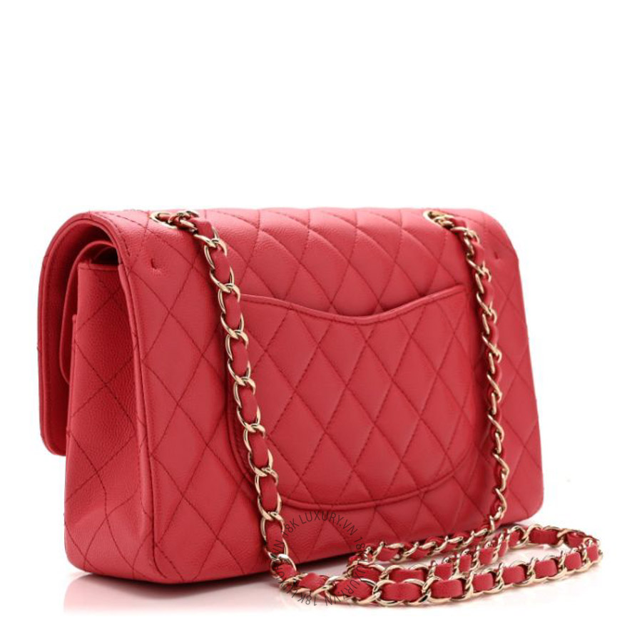 Túi xách đeo chéo Chanel Caviar Quilted Medium Double Flap Pink FPTC108