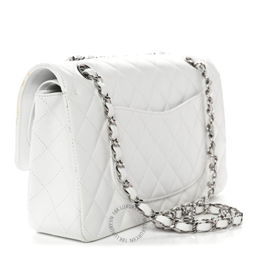 Túi xách đeo chéo Chanel Caviar Quilted Medium Double Flap White FPTC383